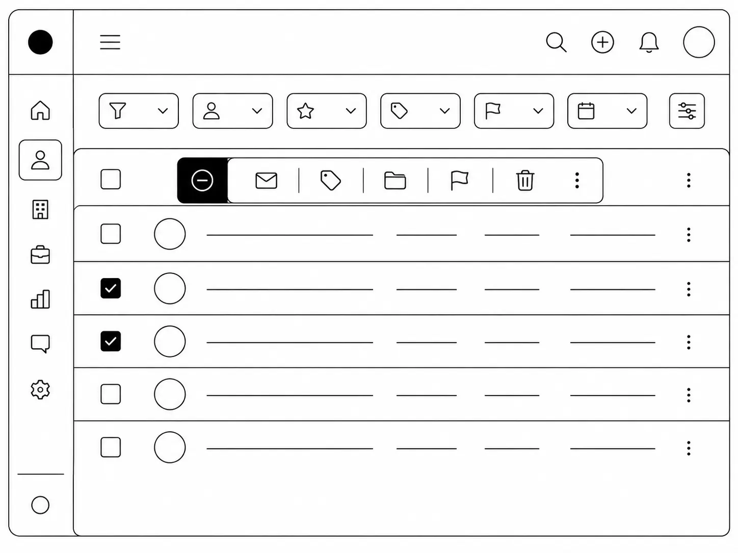 Bulk action applied to a filtered segment of contacts