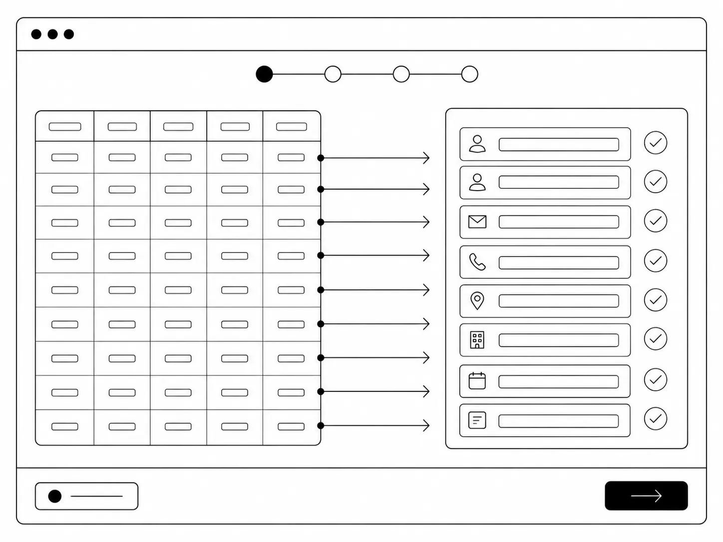 Guided contact import from a spreadsheet with field mapping
